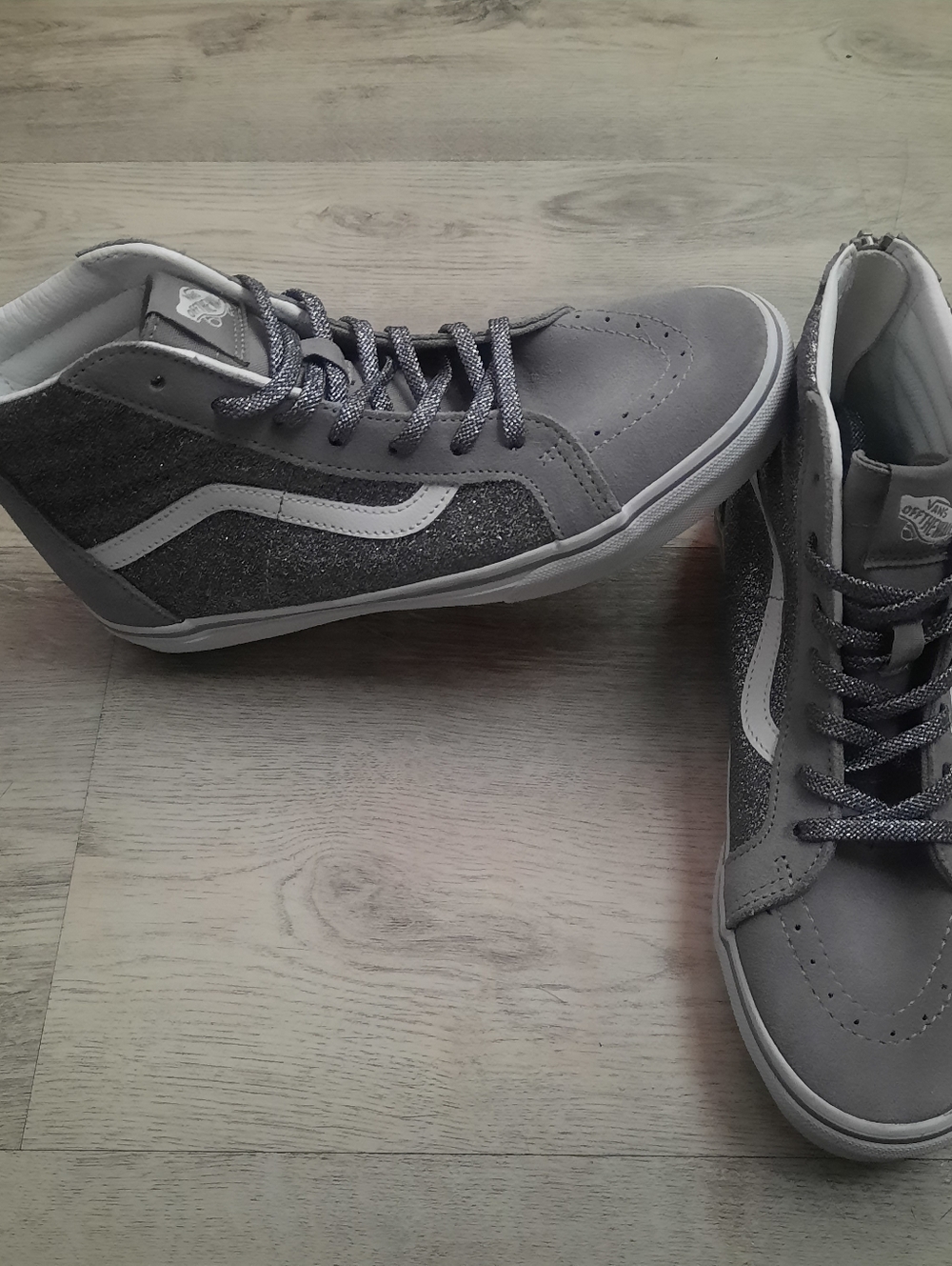 Vans Gray Suede Silver Glitter High-Top Sneakers
